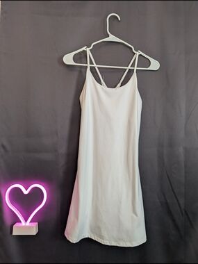 Elegant White Double-Strap Skort Racer back Mini Spandex Athletic Dress